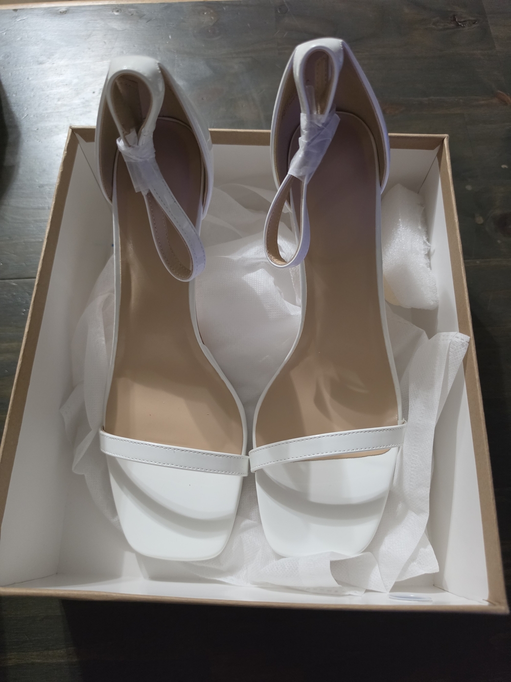 Minimal White Ankle-Strap Heeled Sandals